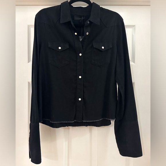 NWT RTA Road To Awe Ashley Western Shirt Pearl Snap Collared Black sz Small - Picture 4 of 8